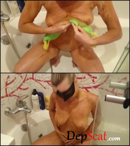 Brown wife shit on a body instead of shower gel. - Amateur shitting, Brown Wife [FullHD 1080p/681 MB]